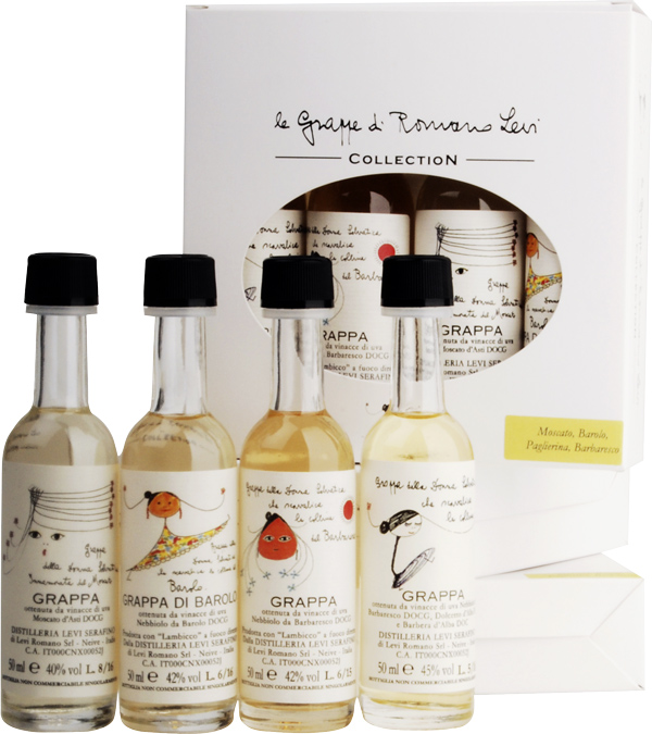 Romano Levi Grappa Miniaturflaschen (4 x 50 ml)