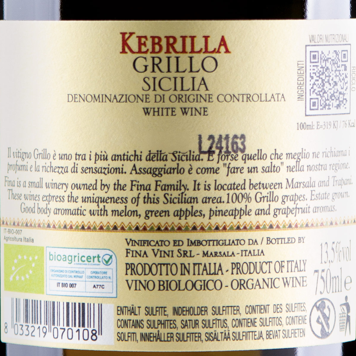 Fina Kebrilla Grillo Sicilia DOC